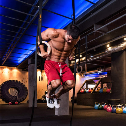 5BILLION Anillos De Gimnasia De Madera-Anillos De Gimnasio Olímpico Con Hebillas Ajustables Correas-Entrenamiento Para Gimnasia En Casa, Levantamientos Musculares Y Entrenamiento De Fuerza