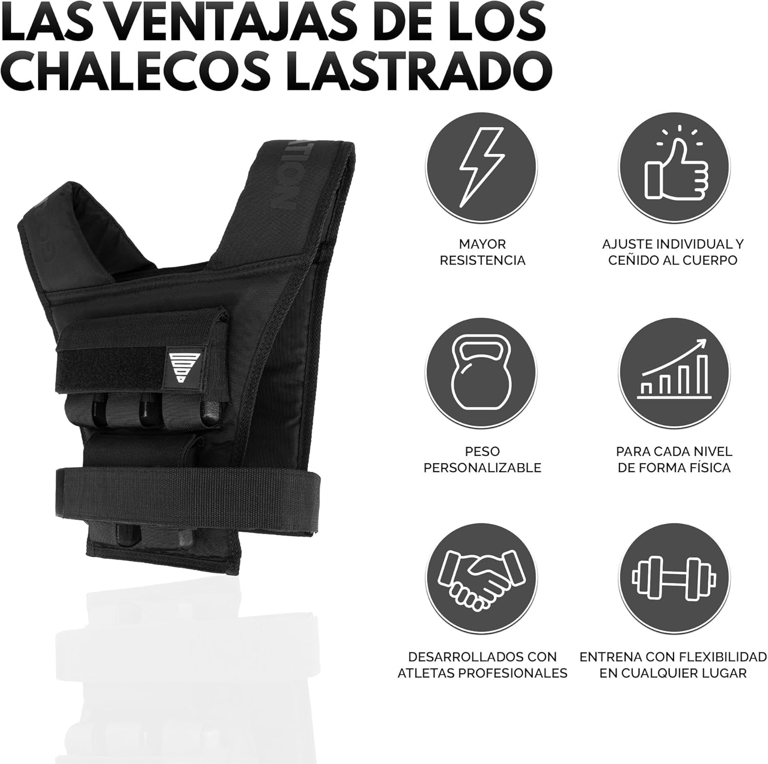 GORNATION Chaleco Lastrado Con Pesos Ajustables (10Kg/20Kg) Para Entrenamiento De Fuerza, Calistenia Y Gimnasio, Chaleco De Peso Compacto Y Ergonómico, Ideal Para Running, Crosstraining Y Fitness