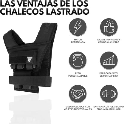 GORNATION Chaleco Lastrado Con Pesos Ajustables (10Kg/20Kg) Para Entrenamiento De Fuerza, Calistenia Y Gimnasio, Chaleco De Peso Compacto Y Ergonómico, Ideal Para Running, Crosstraining Y Fitness