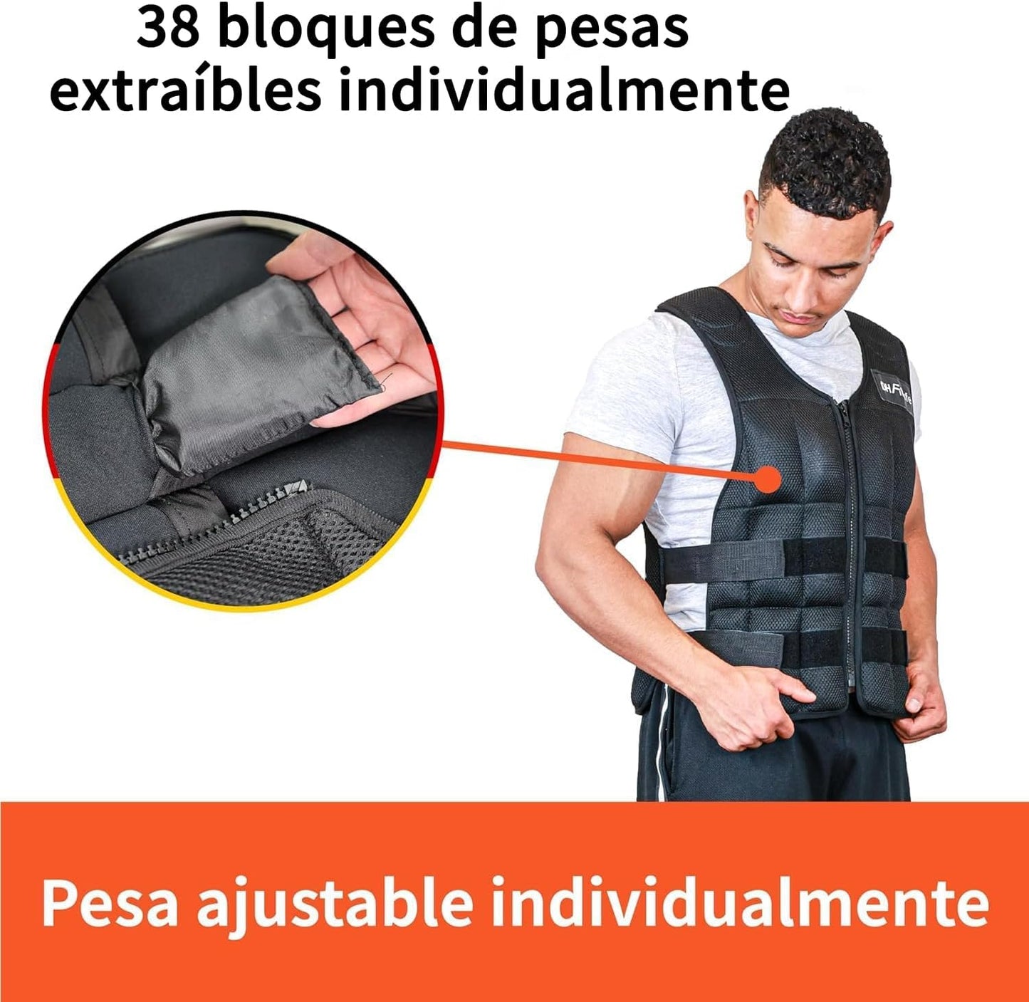 DH Fitlife Chaleco De Peso 20 KG Para Musculación Y Entrenamiento De Fuerza, Weighted Vest Ajustable, Chaleco Lastrado Para Correr, Mujeres Hombres Fitness Chaleco De Entrenamiento