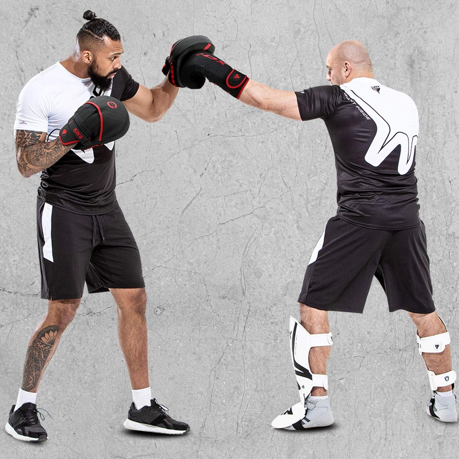 RDX Manoplas De Boxeo Muay Thai MMA Entrenamiento Paos, Maya Hide Cuero Curvadas Boxing Pads, Kara Gancho Y Jab Patada Almohadilla Para Kick Boxing Sparring Artes Marciales Taekwondo Karate Training