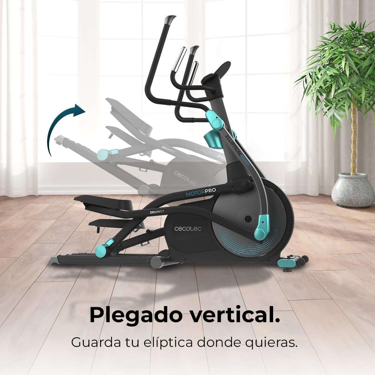 Cecotec Bicicleta Elíptica Drumfit Elliptical Eir Pro. Resistencia Magnética Regulable Con Motor, Volante Inercia 8-10 Kg, Monitor LCD, Soporte Dispositivos, Ruedas Transporte, Botella Y Portabotellas