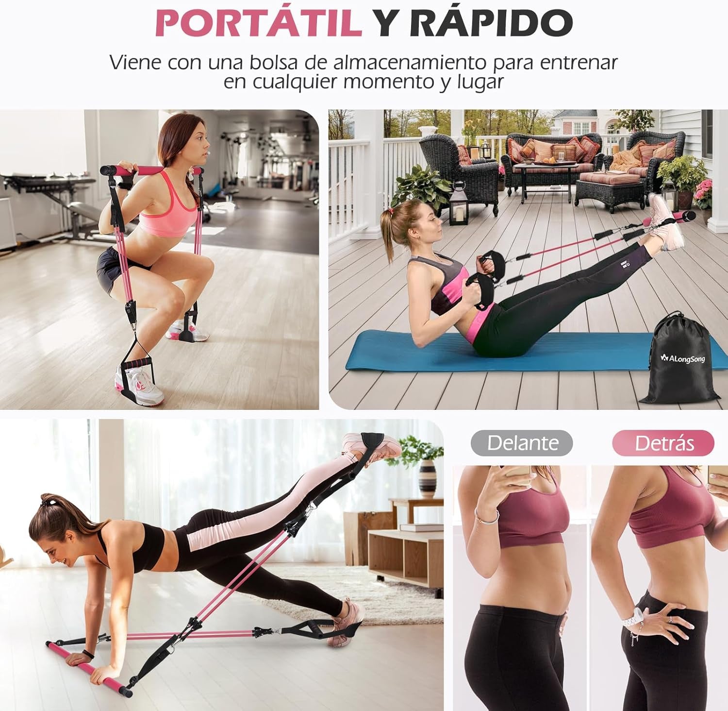 Barra De Pilates,  Barra Pilates Hecha De Hierro Con 4/6 Bandas Elástica De Resistencia De 20-180LBS / 30-240LBS / 50-360LBS, Fitness En Casa Para Mujer