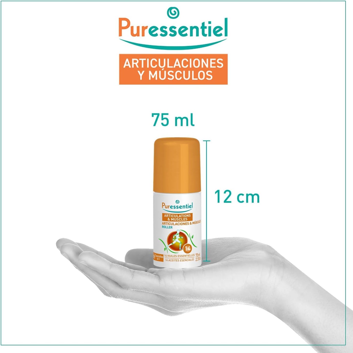 Puressentiel - Articulaciones Y Músculos - Roller Con 14 Aceites Esenciales - 99,9% De Origen Natural - Ideal Para Aliviar Los Dolores Crónicos - Rodillas, Espalda Y Piernas Del Deportista - 75 Ml