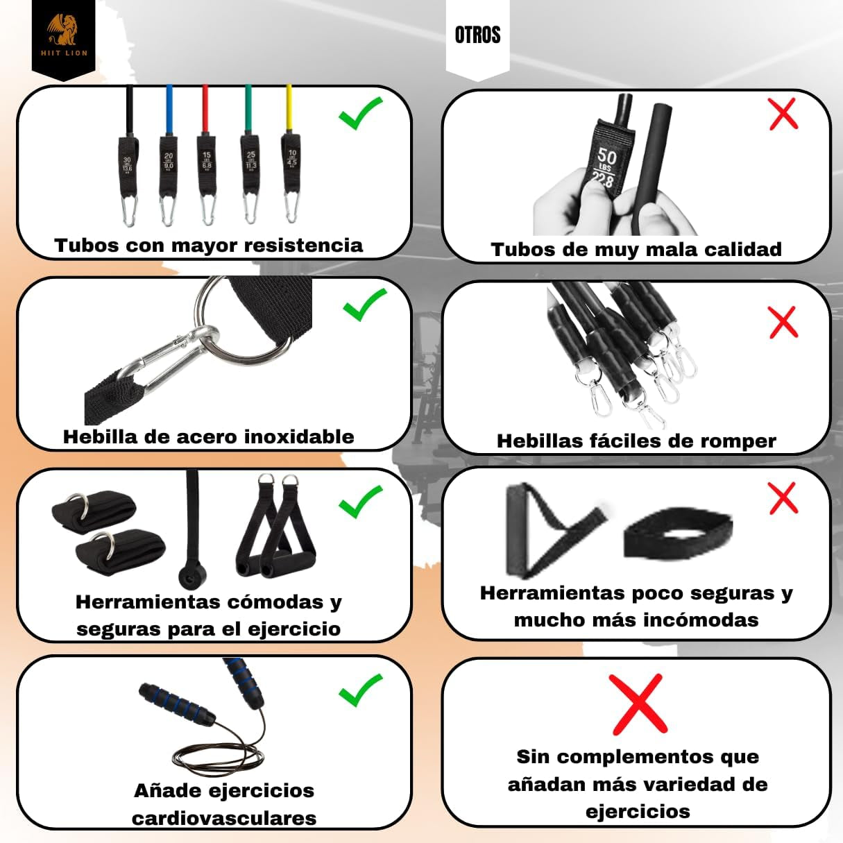 HIITLION Bandas Elásticas Musculación + Cuerda De Saltar - Entrenamiento Completo En Casa - Set De Resistencia Con 5 Diferentes Niveles De Gomas Para Gym En Casa, Ejercicio Muscular Y Cardio