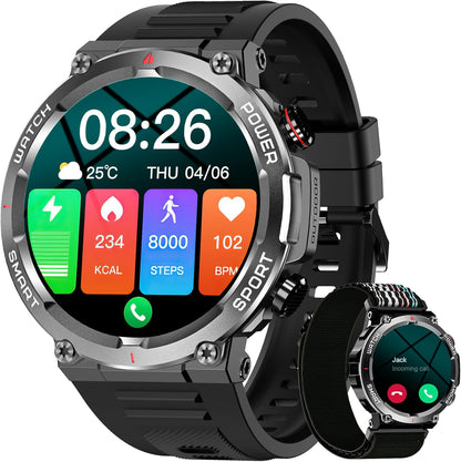 Blackview Reloj Inteligente Hombre - Llamadas Bluetooth, 1,39" Smartwatch Con Pulsómetro/Oxímetro (Spo2)/Monitor De Sueño/Podómetro, 100 Modos Deportivos Pulsera Actividad Para Android Ios (2 Correas)