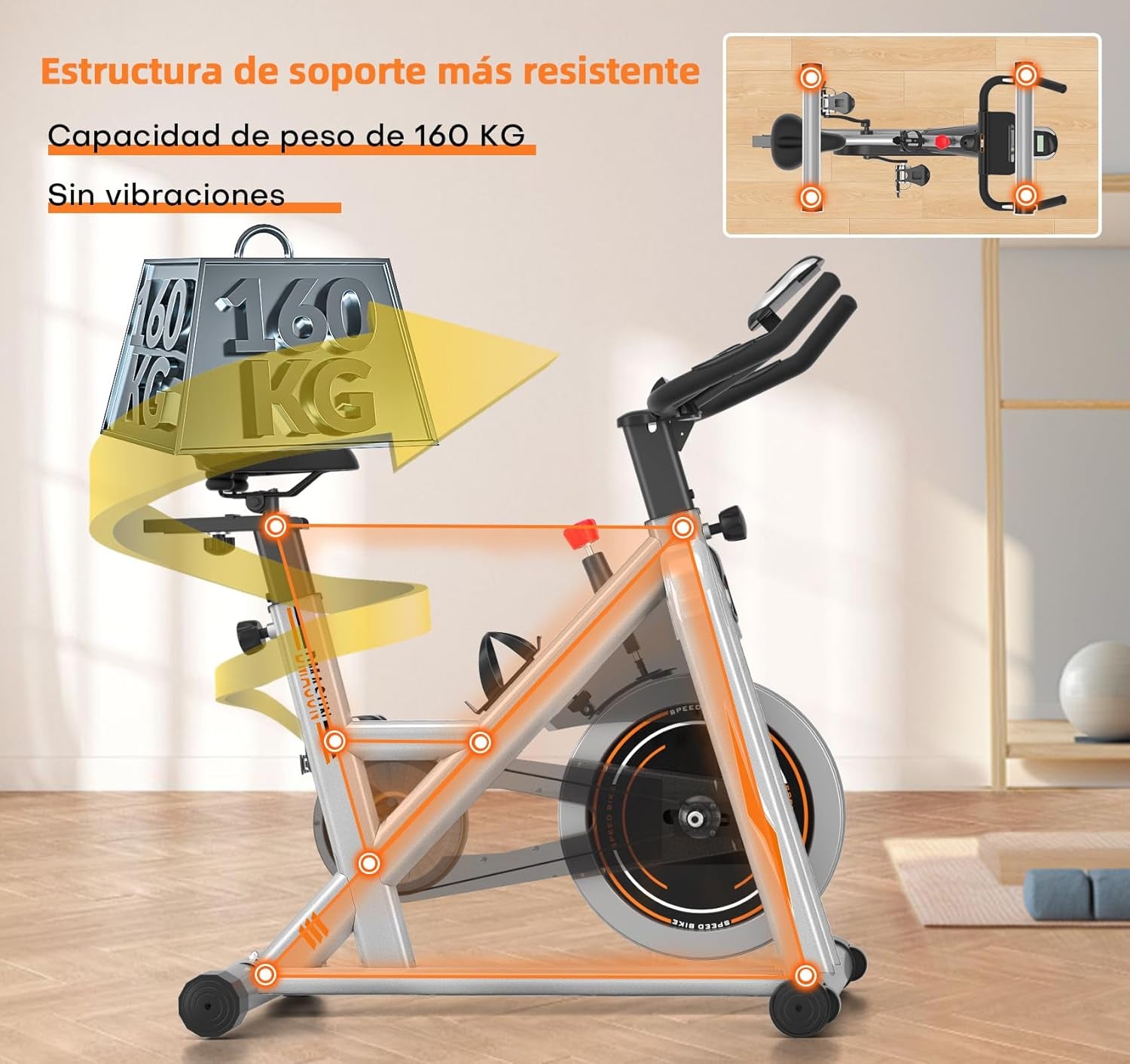 Bicicleta Estatica, Bici Estatica Profesional DMASUN Con Mayor Resistencia Magnética, Más Silenciosa, Cómoda Y Estable, Capacidad De Carga De Hasta 160 Kg (Funda Sillin Bicicleta Estatica Incluida)