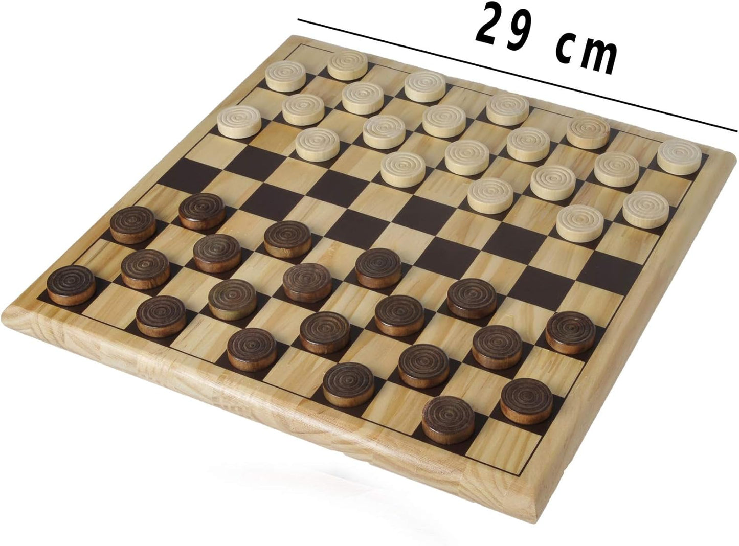 Engelhart - 150235-150236- Juego De Ajedrez/Juego De Damas Madera De Abedul - 30 X 30 Cm - Tablero De Juego De Madera Maciza - Juego Completo Con Piezas - a Partir De 6 Años (Damas)