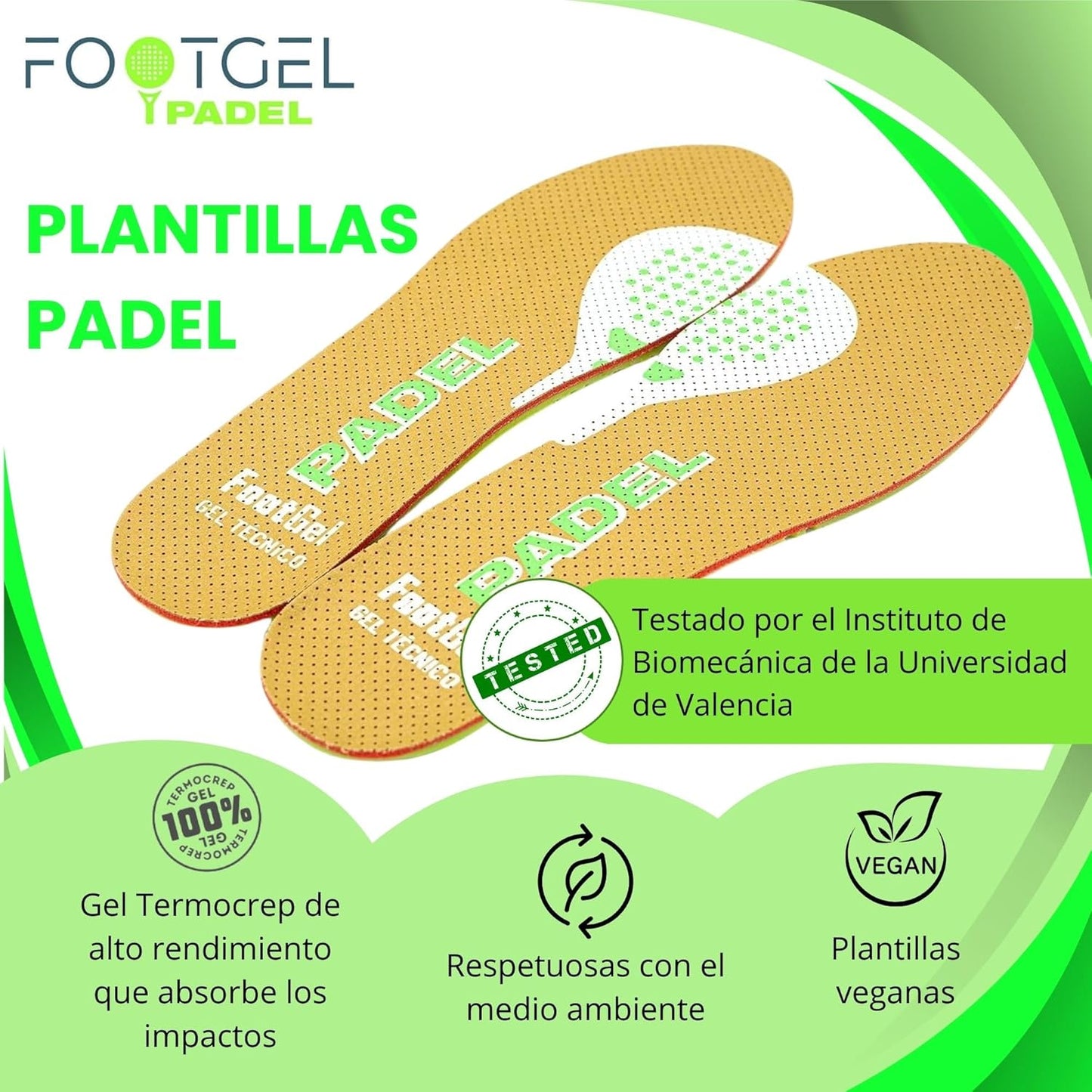 -Plantillas De Gel Deportiva Para Padel,Si Eres Jugador De Pádel, Protégete Del Riesgo De Lesiones, Alivia El Dolor En Pies, Rodillas, Lumbares Y Consigue Ventaja En Los Partidos. (43 47)