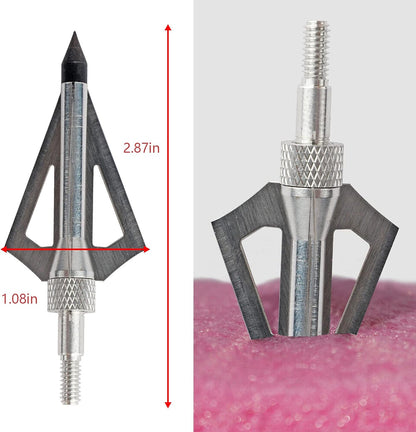 Punta De Flecha De Punta Ancha De Tiro Con Arco De Caza De Metal, 12 Puntas De Flecha De 100 Granos De 3 Cuchillas Para Caza, Juego De Tiro, Ballesta Con Estuche De Almacenamiento