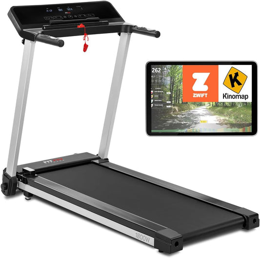 Fitfiu Fitness MC-260 - Cinta De Correr Plegable Ultra Compacta, Velocidad Ajustable Hasta 12Km/H, Diseño Minimalista, Superficie Carrera 41X122Cm, Potencia Máxima 1800W, Pulsómetro, Peso Máx. 110Kg