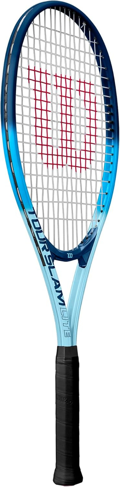 Wilson Raqueta De Tenis Para Principiantes, Aleación Airlite, Cabeza Sobredimensionada, Protector, 4-3/8" (3), 0.37 Kg, Aluminio, Azul/Blanco