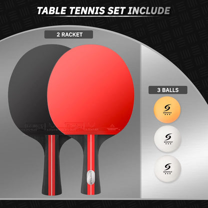 Easy-Room Raqueta De Tenis De Mesa, Juego De Tenis De Mesa, 2 – Raqueta De Tenis De Mesa Y 3 Pelotas De Tenis De Mesa