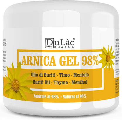 Dulàc - Árnica Gel 500 Ml Efecto Frio Para Contusiones E Hinchazones, Crema De Árnica 98% No Grasa, Fórmula Natural, Acción Intensa Ideal Para Masaje Deportivo, Muscular Y Articular