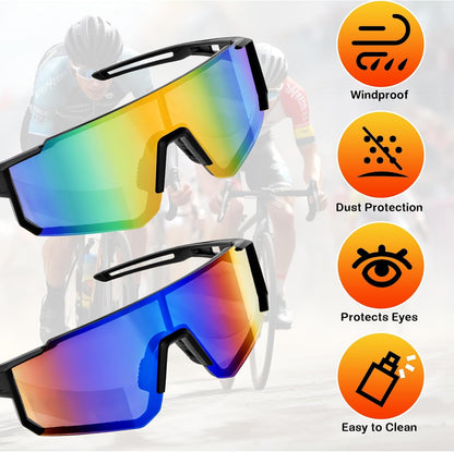 2 Piezas Gafas De Ciclismo Polarizadas Para Bicicleta, Protección UV400 Gafas De Sol Deportivas Para Hombre Mujer, Antiuv Gafas Para Ciclismo Motociclismo Correr Esquí Béisbol Montañismo Pesca