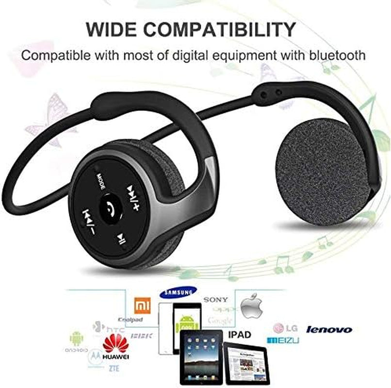 Auriculares Bluetooth Deportivos, Cascos Inalambricos Auriculares Bluetooth Deportivos Con Micrófono, Estéreo, 12 Horas De Juego, Soporte Tarjeta TF Jugar Y Radio FM, Impermeable Sudor, Senderismo