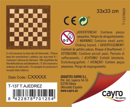 Cayro - Tablero De Ajedrez Profesional De Madera - Blanco Y Marrón - Diseño Elegante - Resistente Y Duradero Hecho a Mano - Juegos De Mesa