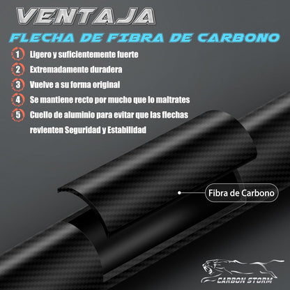 Flechas De Caza Arco Compuesto Y Arco Recurvado. Eje De Carbono De 30 Pulgadas, Espina 400/500 Con Puntas Removibles. Paquete De 12 Unidades