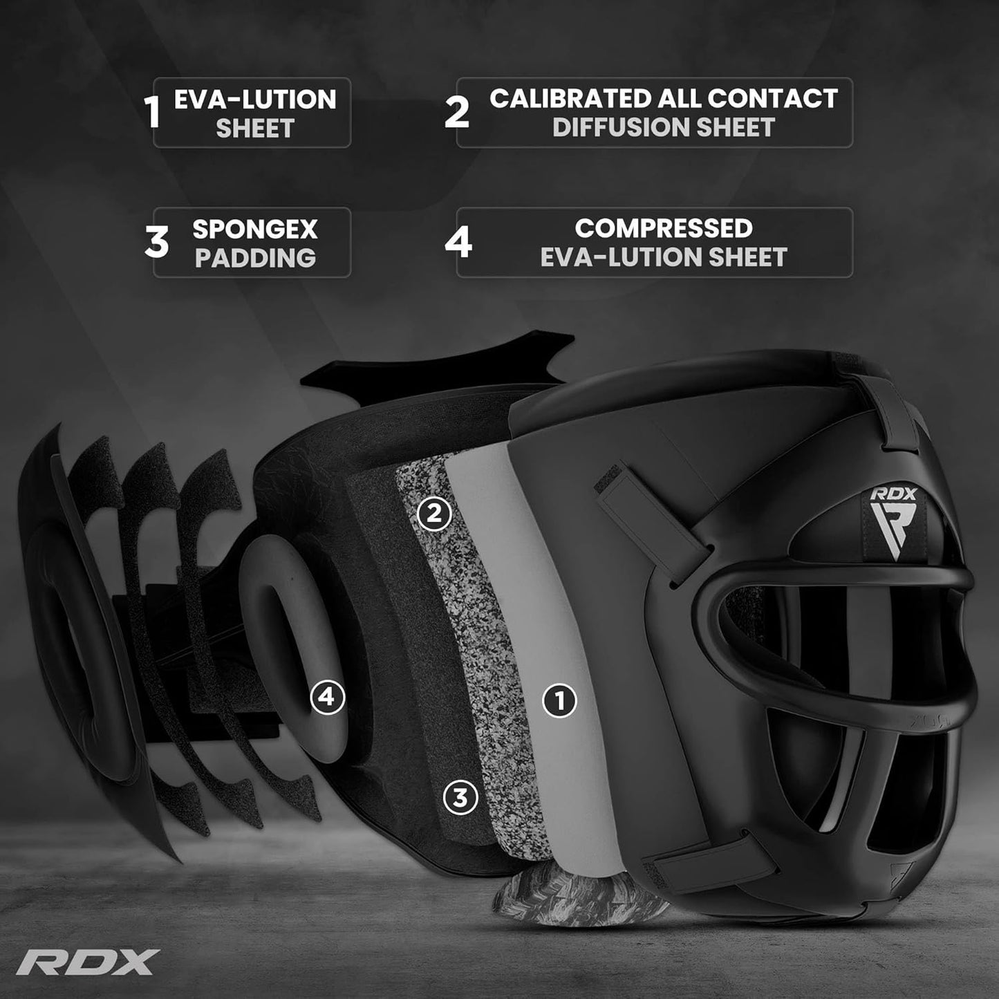 RDX Cascos Boxeo MMA Kick Boxing Entrenamiento, Maya Hide Cuero Headgear Con Rejilla Facial Extraíble, Profesional Casco Protector Para Muay Thai Sparring Grappling Taekwondo Karate, Hombre Mujere