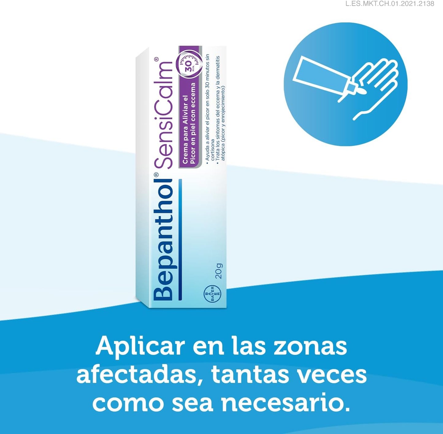 Bepanthol Derma Sensicalm Para Aliviar El Picor Y Enrojecimiento De Las Irritaciones Cutáneas En Solo 30 Minutos, Sin Cortisona, 20 G