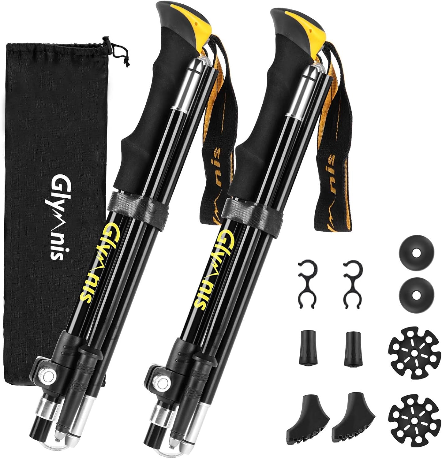 Glymnis Bastones De Senderismo Bastones Trekking Plegables 2Pcs 36Cm-130Cm De Aleación De Aluminio 7075 Y EVA Para Senderismo Alpinismo Trail Viaje