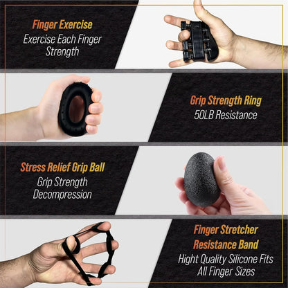 Hand Grip Para Ejercitar Antebrazo - Kit De 5 Piezas, Fortalecedor De Agarre Ajustable, Fortalecedor De Dedos, Goma Para Estirar Dedos, Pelota Antiestrés, Anillo Para Fortalecer Mano