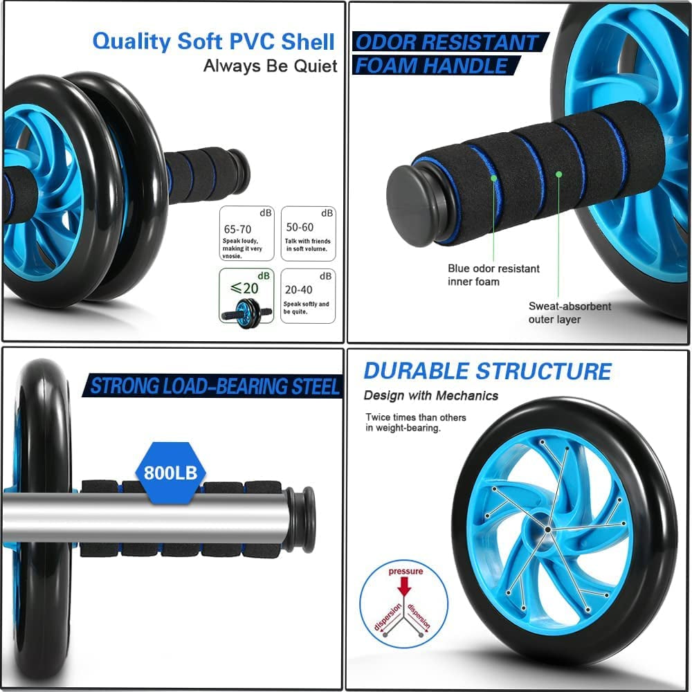 TOMSHOO Kit De Rueda Abdominal, Push up Bars, Cuerda Para Saltar, Fortalecedor De Mano, Rodilla Mat Para Entrenamiento En Casa Ejercicios Fitness