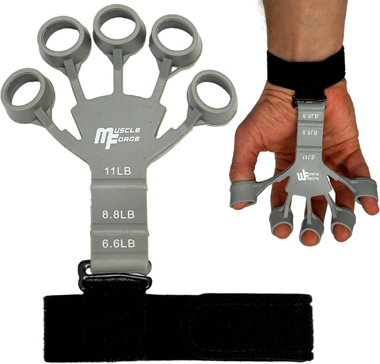 Muscleforge® Finger Trainer, Extensor De Dedos De Silicona Para Fortalecer El Agarre, Ejercitador Con 3 Niveles De Ajuste 6-11 Lbs, Fortalecedor De Agarre De Antebrazos Y Dedos, Agarre De Manos