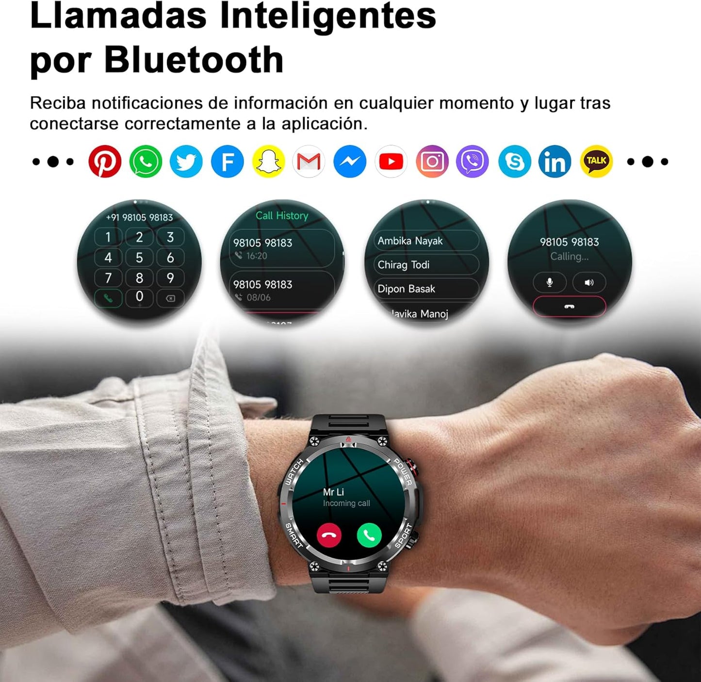 Blackview Reloj Inteligente Hombre - Llamadas Bluetooth, 1,39" Smartwatch Con Pulsómetro/Oxímetro (Spo2)/Monitor De Sueño/Podómetro, 100 Modos Deportivos Pulsera Actividad Para Android Ios (2 Correas)