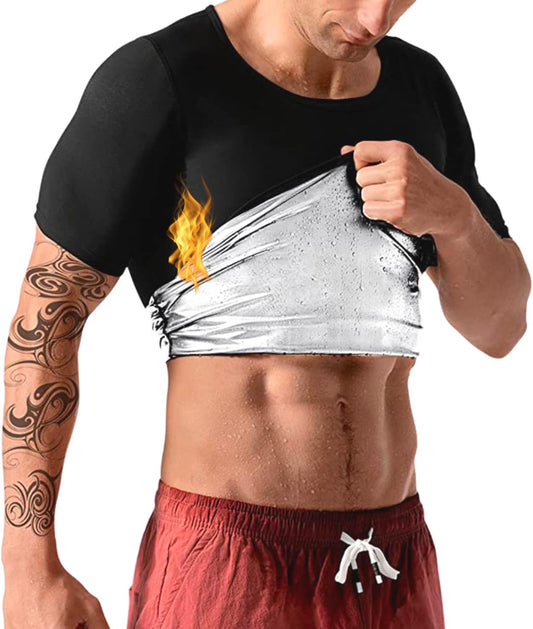 Camiseta Chaleco Sauna Top T-Shirt Suit Trajes Adelgazantes Compresion Adelgazante Sudoración Deporte Shapewear Gym Running Fitness Mangas Cortas Hombres