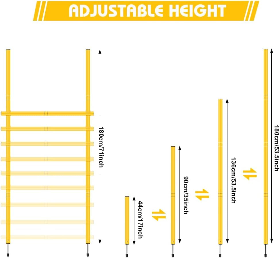 Equipo De Bastones De Entrenamiento De Velocidad De Escalera De Agilidad: 6 Postes De Agilidad, 6 Obstáculos De Salto, Escalera De Velocidad De 20 Pies, 12 Conos Deportivos, Cuerda De Saltar,