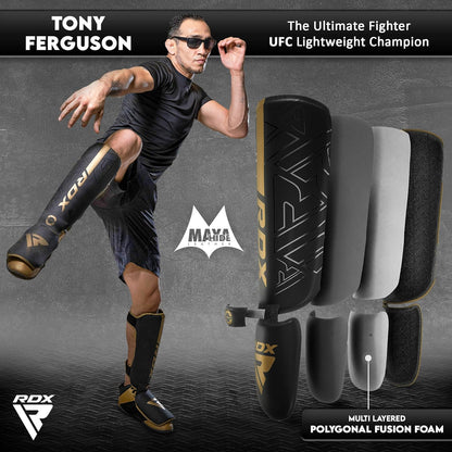 RDX Espinilleras Kick Boxing Muay Thai MMA Protección, Maya Hide Cuero Kara Espinilla Empeine Artes Marciales Entrenamiento Boxeo Sparring BJJ Kárate Y Combate Training Pierna Protector