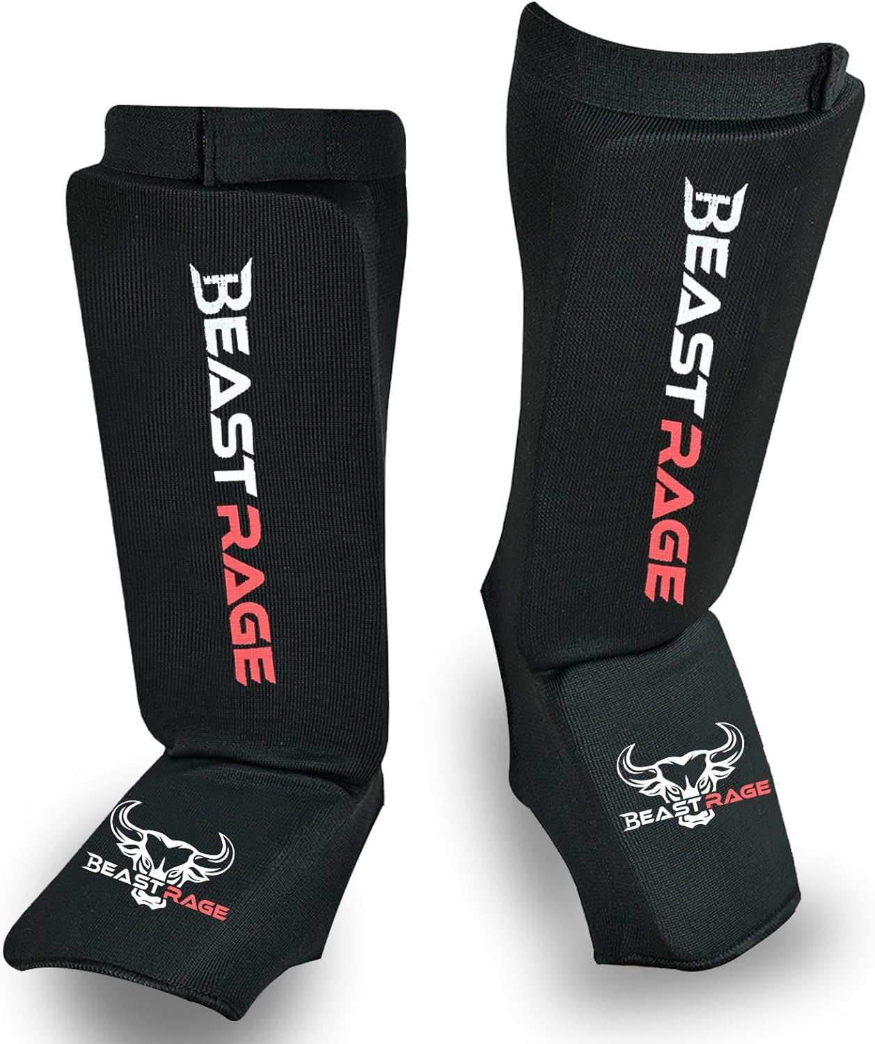 BEAST RAGE Espinilleras Para Muay Thai, Kickboxing, MMA, Taekwondo, Boxeo, Artes Marciales, Calcetines Elásticos Acolchados Para La Pierna, Almohadillas De Protección, Espinilleras, Equipo De Equipo