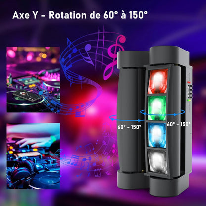 BETOPPER Luces De Discoteca 8 * 3W Cabeza Móvil LED DJ Luces Escenario Luz Discoteca DMX Foco Profesional Fiesta Luz RGBW Spider Flash Light Auto Sonido Proyector Para Casa Bar Club Disco LM30A