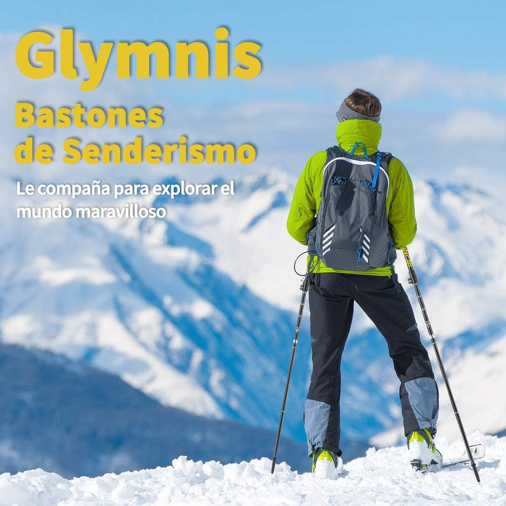 Glymnis Bastones De Senderismo Bastones Trekking Plegables 2Pcs 36Cm-130Cm De Aleación De Aluminio 7075 Y EVA Para Senderismo Alpinismo Trail Viaje