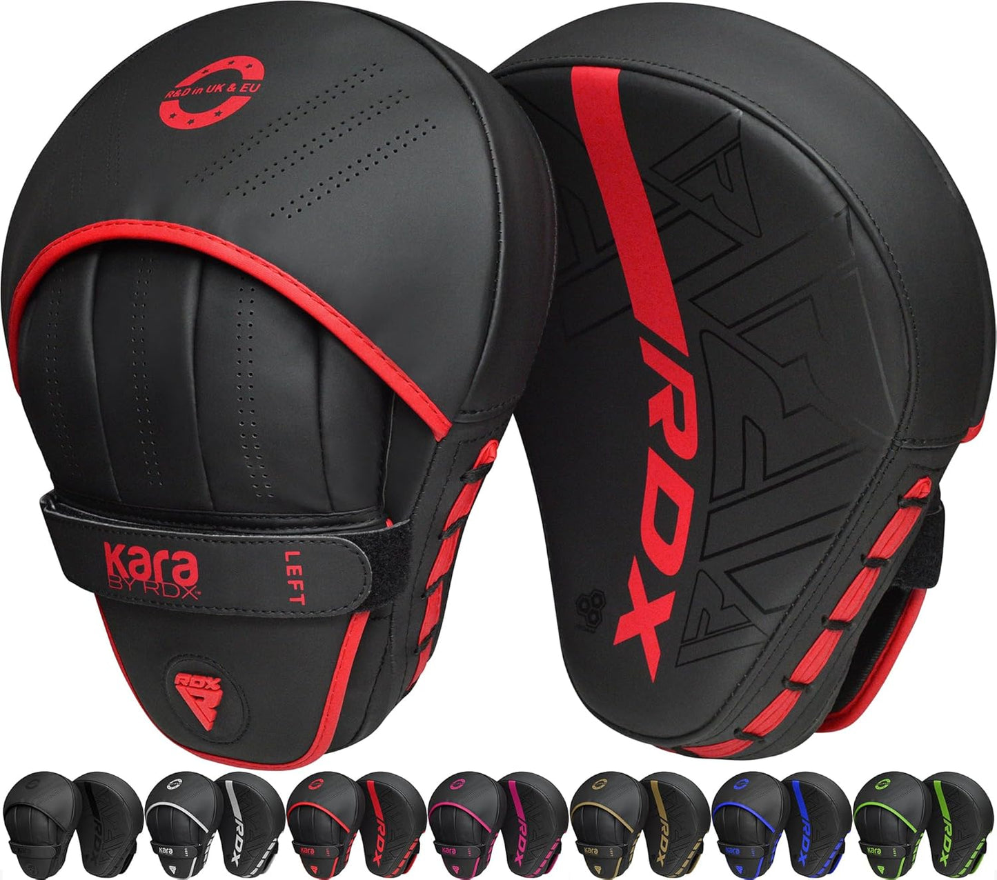 RDX Manoplas De Boxeo Muay Thai MMA Entrenamiento Paos, Maya Hide Cuero Curvadas Boxing Pads, Kara Gancho Y Jab Patada Almohadilla Para Kick Boxing Sparring Artes Marciales Taekwondo Karate Training