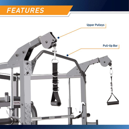 Marcy SM-4008 Smith Machine, Multifuncional, Power Rack Con Cruce De Poleas Y Banco De Musculación