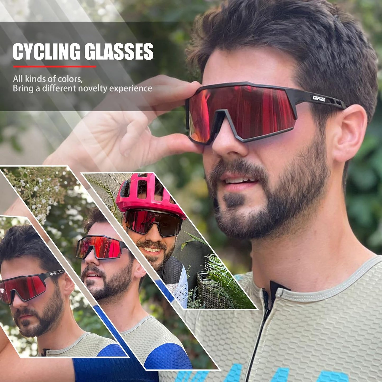 KAPVOE Gafas De Ciclismo Polarizadas Con 1 Lente O 4 Lentes Intercambiables TR90 Gafas De Sol Deportivas Mujeres Hombres