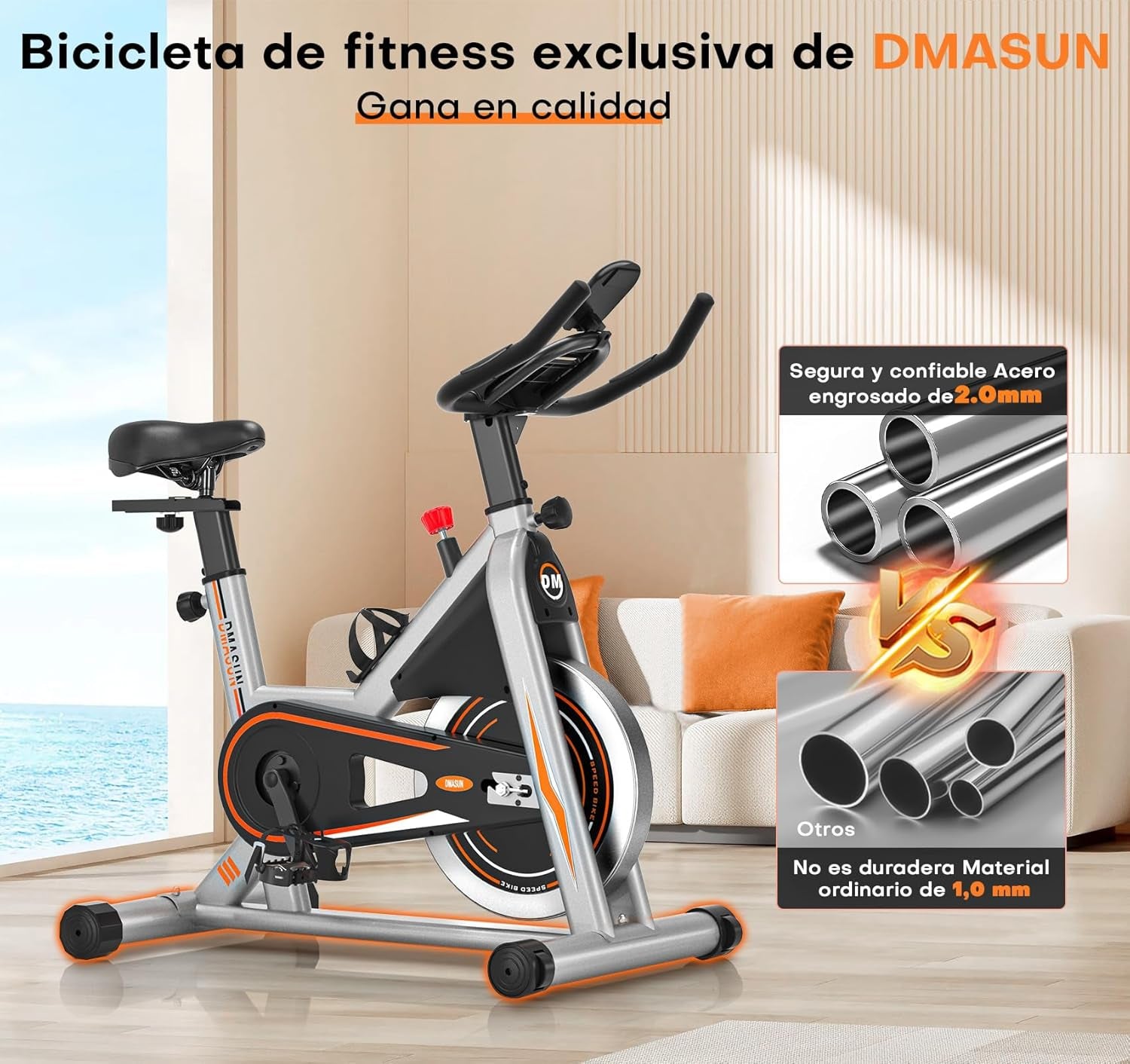 Bicicleta Estatica, Bici Estatica Profesional DMASUN Con Mayor Resistencia Magnética, Más Silenciosa, Cómoda Y Estable, Capacidad De Carga De Hasta 160 Kg (Funda Sillin Bicicleta Estatica Incluida)