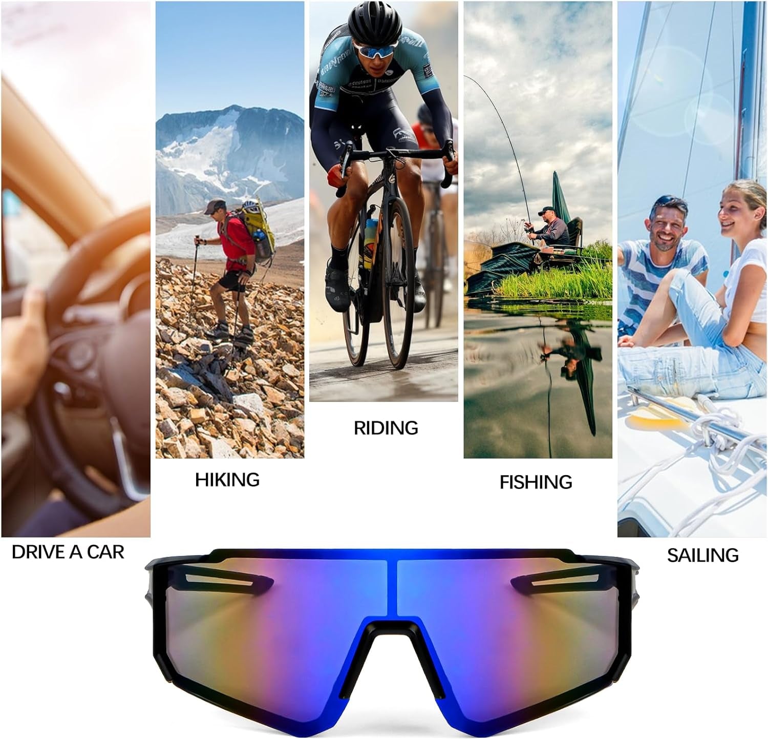 2 Piezas Gafas De Ciclismo Polarizadas Para Bicicleta, Protección UV400 Gafas De Sol Deportivas Para Hombre Mujer, Antiuv Gafas Para Ciclismo Motociclismo Correr Esquí Béisbol Montañismo Pesca