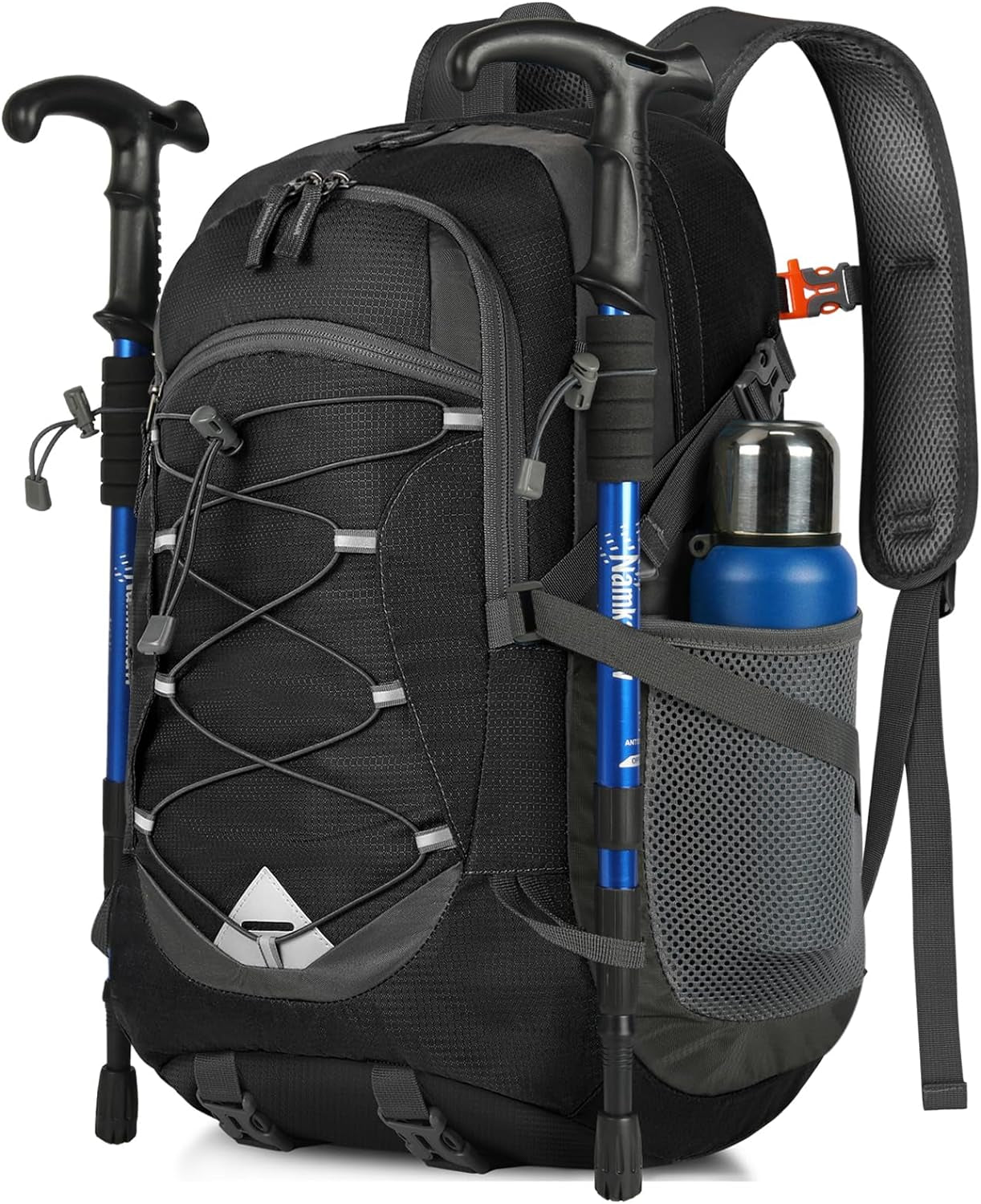 Mochila De Senderismo De 40L Mochila Plegable Ultraligera Mochila De Viaje Mochilas De Marcha Para Hombre Mujer Para Camping Viajes Excursiones Acampadas Montaña Al Aire Libre, Negra