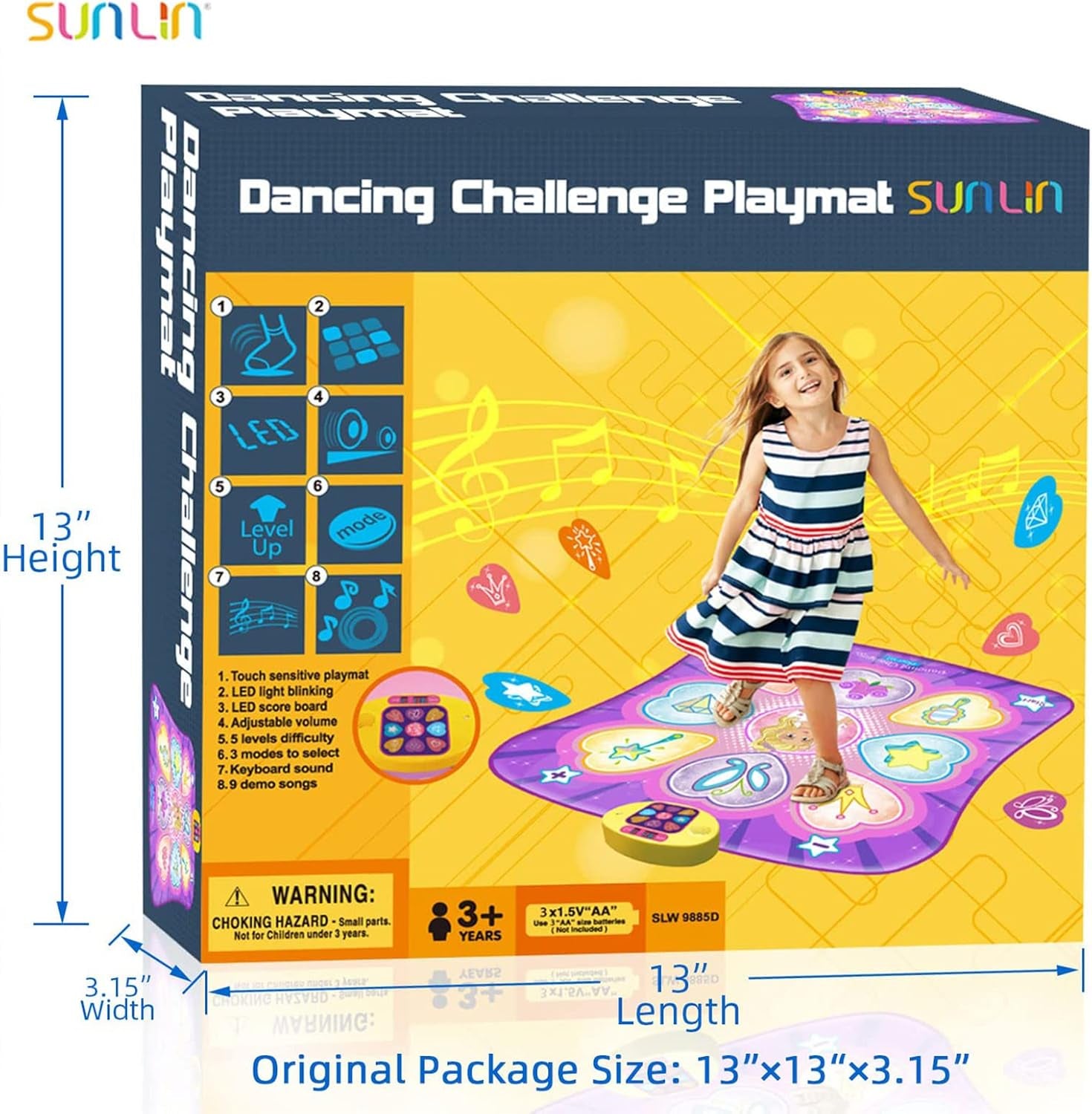 Alfombra De Baile Para Niñas De 3 a 10 Años, Con Luces LED, Volumen Ajustable, 9 Canciones Integradas, 7 Modos De Juego, 5 Niveles De Desafío, Cumpleaños Para 3 4 5 6 Años