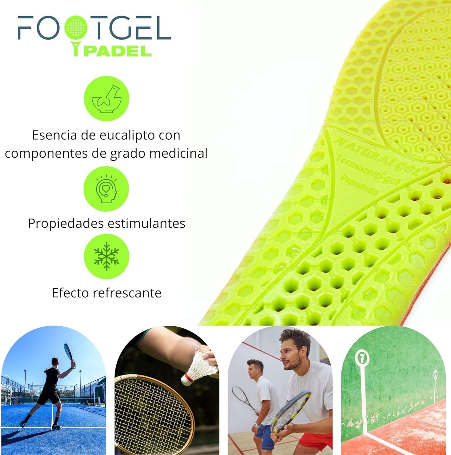 -Plantillas De Gel Deportiva Para Padel,Si Eres Jugador De Pádel, Protégete Del Riesgo De Lesiones, Alivia El Dolor En Pies, Rodillas, Lumbares Y Consigue Ventaja En Los Partidos. (43 47)