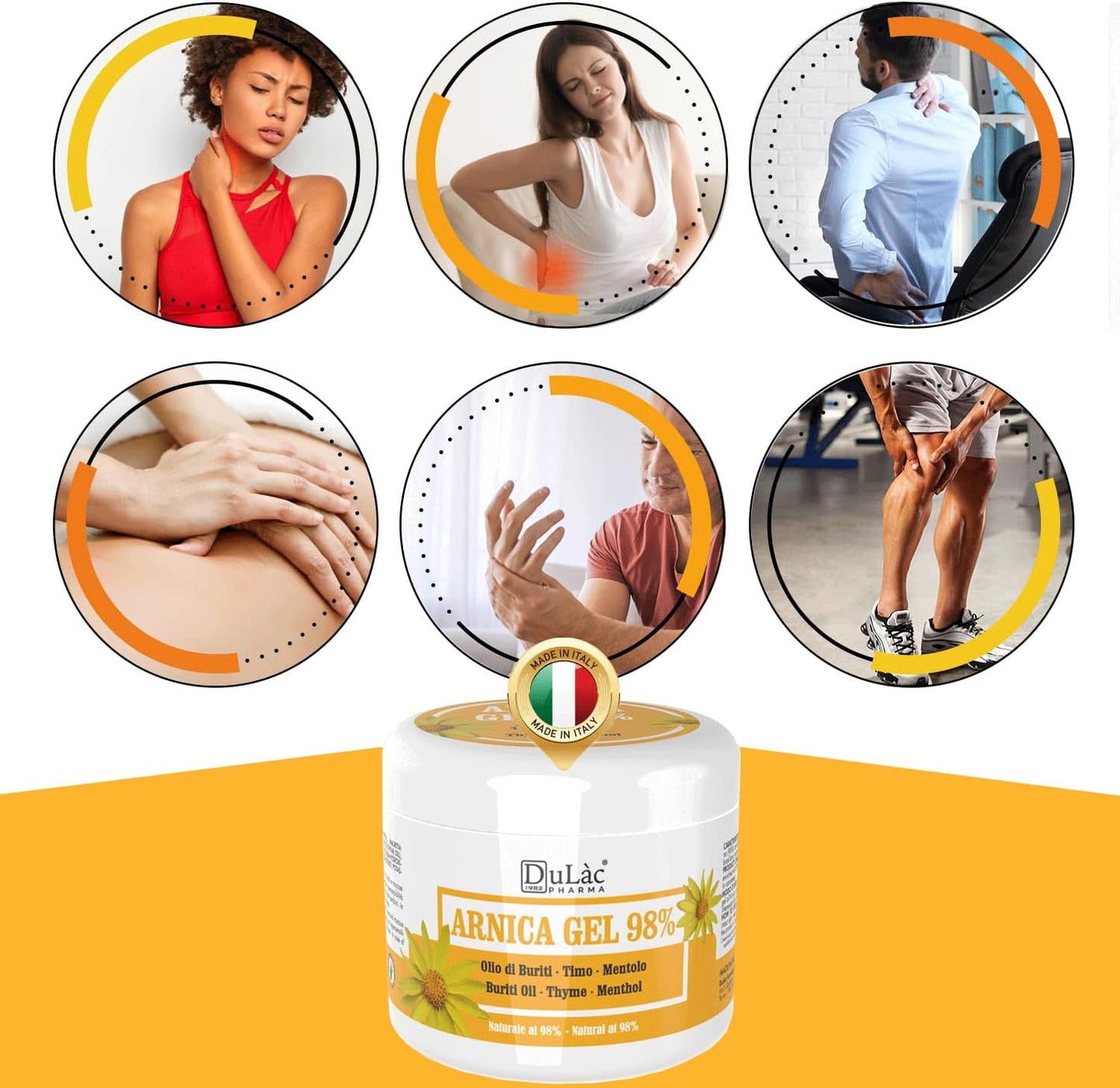 Dulàc - Árnica Gel 500 Ml Efecto Frio Para Contusiones E Hinchazones, Crema De Árnica 98% No Grasa, Fórmula Natural, Acción Intensa Ideal Para Masaje Deportivo, Muscular Y Articular