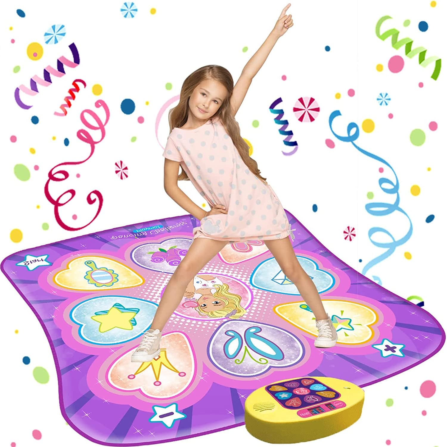 Alfombra De Baile Para Niñas De 3 a 10 Años, Con Luces LED, Volumen Ajustable, 9 Canciones Integradas, 7 Modos De Juego, 5 Niveles De Desafío, Cumpleaños Para 3 4 5 6 Años