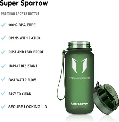 Super Sparrow Botella De Agua Deportiva -350Ml & 500Ml & 750Ml & 1000Ml - Sin BPA