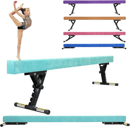 Viga De Equilibrio Gimnasia Ajustable Para Niños 244Cm Con 5 Alturas Ajustables, Equipo De Gimnasia Para Principiantes Y Gimnastas Profesionales Con Patas