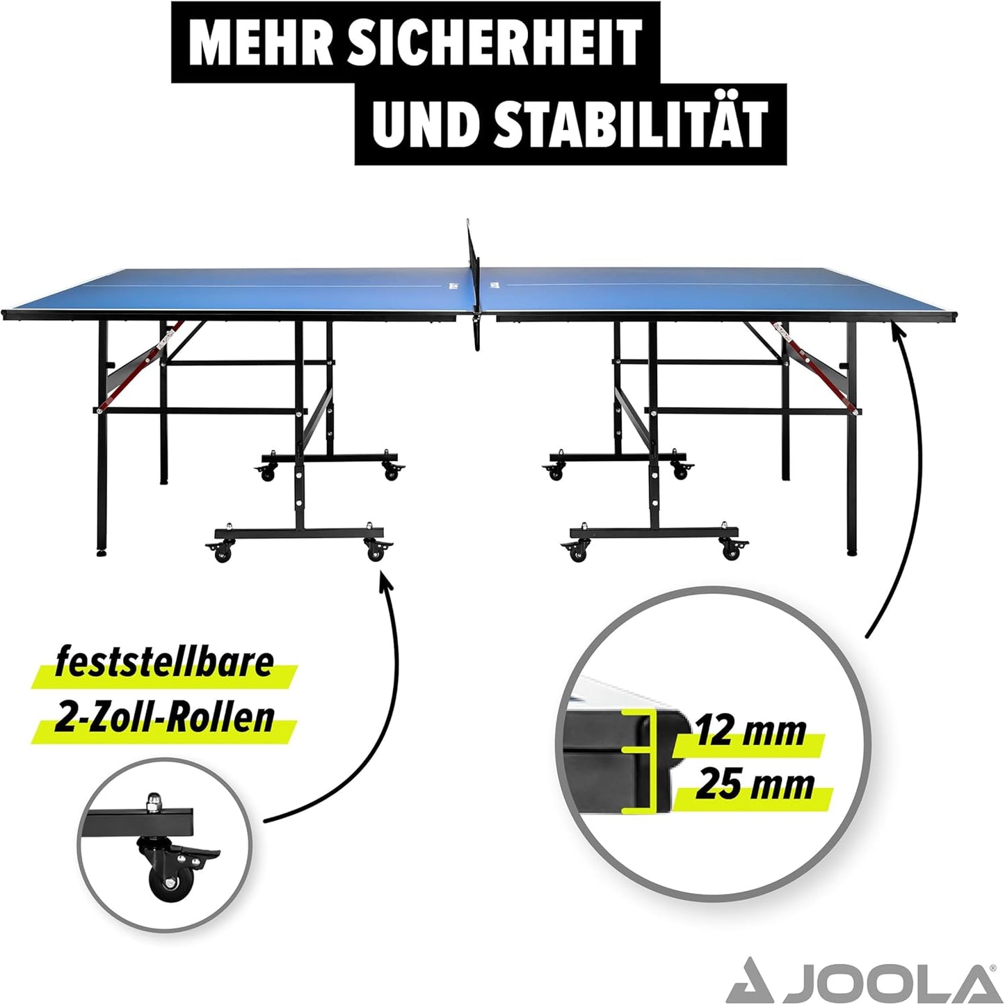 JOOLA inside 13 Mesa De Ping Pong Mesa De Ping Pong De Interior Plegable – Montaje Rápido – Incluye Red Incluida, 274 X 152,5 X 76 Cm