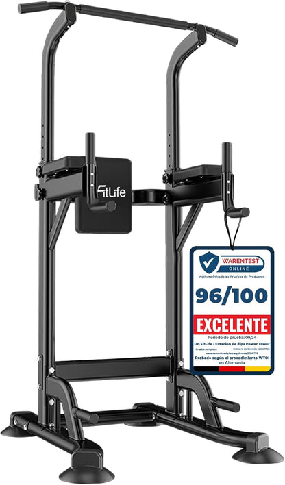 DH Fitlife Power Tower Dip Station | Dispositivos Deportivos Con Barra De Dominadas, Barras Dip Y Entrenamiento De Espalda | Estación De Fuerza | Estación De Entrenamiento | Power Rack