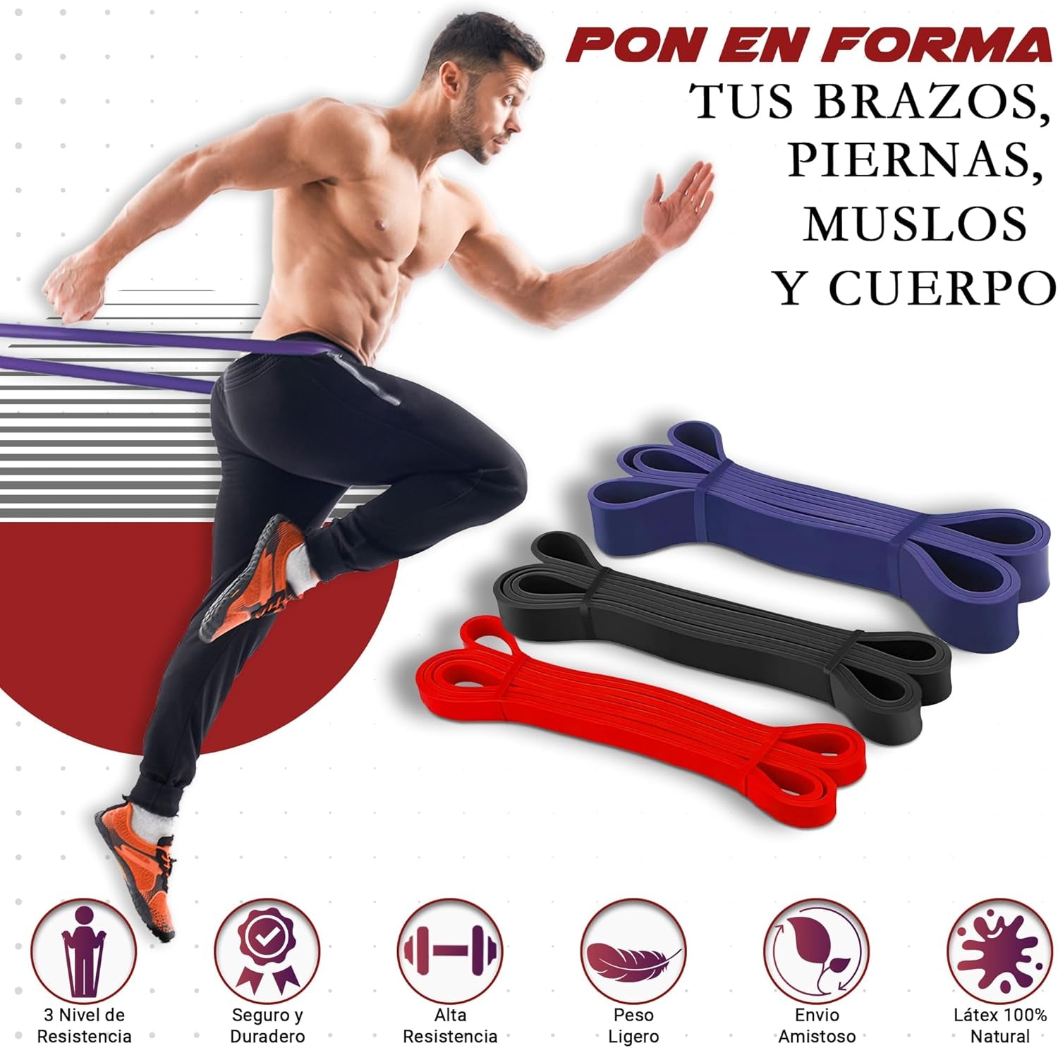 VOYXLIBRE Bandas Elasticas Musculacion + Comba Crossfit + Cintas Elasticas Musculacion | Gomas Elasticas Musculacion - Gym; Gimnasio En Casa | Bandas Elasticas